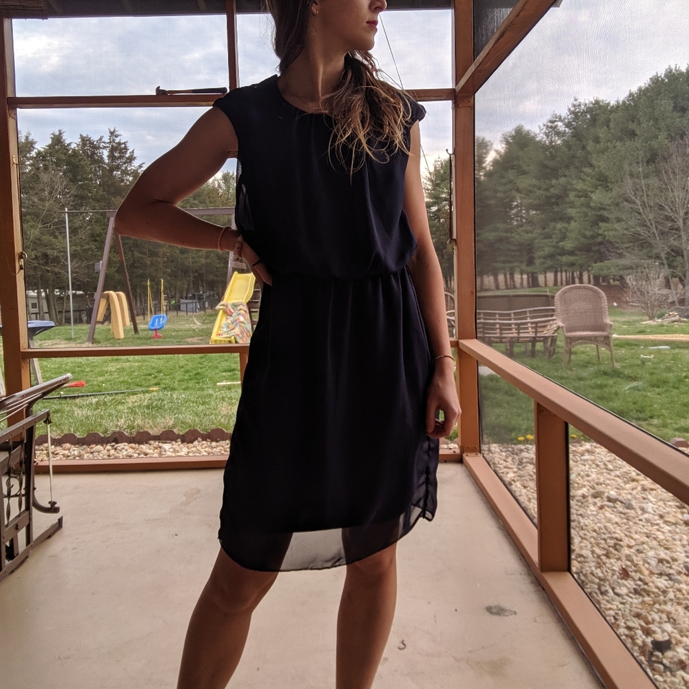 Navy blue chiffon dress